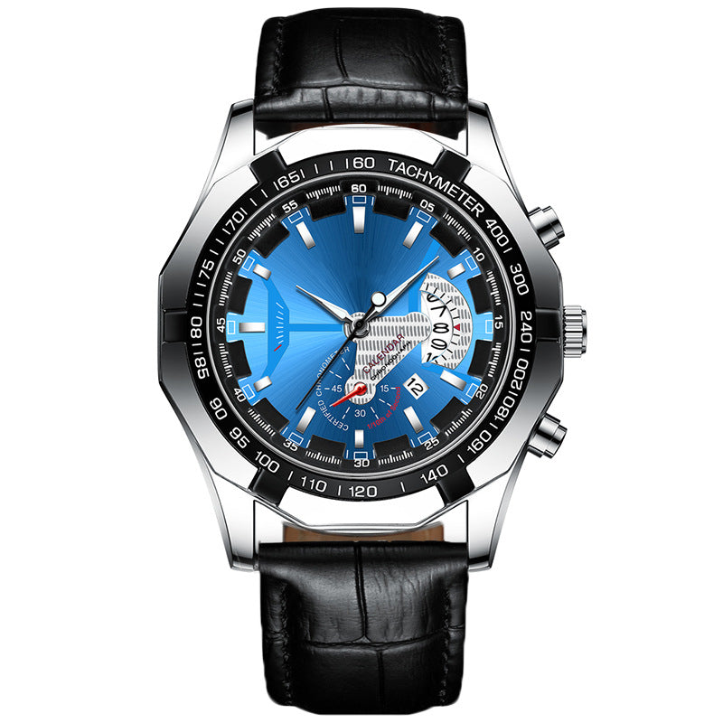 Black Blue-Leather Strap